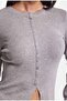 Women's Gray W6-12 Belt Length Stretchy Fabric Buttoned Knitwear Cardigan - 4