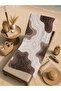 Modern Coffee Cream Topographic Patterned 70X150 Beach Towel - Digital Printed Fade-Resistant Bath Towel
