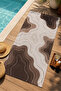 Modern Coffee Cream Topographic Patterned 70X150 Beach Towel - Digital Printed Fade-Resistant Bath Towel - 4