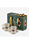 Flores Gold Decorated Floral Cream Porcelain Coffee Cup Set 100 ml