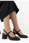 Olwia black leather high heeled shoes - 3