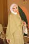 Oil Green Shoulder Cape Skirt Suit - 3