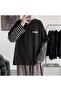 Random Lines Back Printed Fake Sleeves Unisex Black T-Shirt - 2