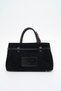 Women's Handbag Suede Black Sly463 - 2