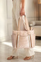 Gold Women's Parachute Fabric Bag Large Size Inflatable Zipper and Side Compartment Striped Daily Shoulder Bag - 7