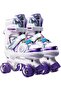 Double Row Roller Skates, Size Adjustable Beginner Rollerskates with PU Flashing Wheels, In