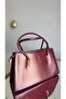 Women's Baguette Mini Bag Detailed Shoulder and Hand Bag Burgundy - 2