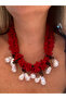Zr Red Coral Pearl Necklace - 4