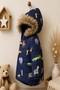 Winter Children's Coat with Cute Animal Figures, Fur Lining, and Hood. - 2