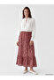 Lcw Grace Red Patterned Layered Skirt with Elastic Waist