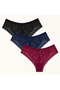 Women's Lace Front and Back Brazilian Panties Lycra Mixed Color 3-Pack - 3