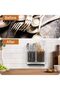 Utensil Holder Counter, Kitchen Wall Mount Flatware Organizer with 2 Cup and Draining Board, - 5