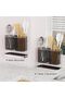Utensil Holder Counter, Kitchen Wall Mount Flatware Organizer with 2 Cup and Draining Board, - 4