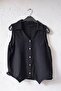 Black Shirt Collar Sleeveless Buttoned Casual Linen Look Woven Blouse 58 56 - 2