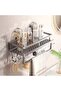 Durable stainless steel shower rack - a space-saving bathroom shelf with towel hooks, no drilling required, suitable for bathrooms, shower rooms, or