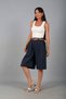 Women's Elastic Waist Pocketed Knee Length Bermuda Italian Cotton Shorts