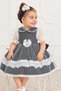 Lace Detail Special Design Baby Girl Children's Evening Dress Hair Band Mevlüt Birthday Set 7029