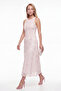 Women's Pink Halter Neck Floral Patterned Midi Event Dress