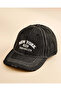 Men Black Embroidered Cap
