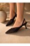 Cansy Brown Lace 5 cm Elastic Heel Shoes