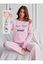 Purple Hello Winter Patterned Women's Plush Pajama Set