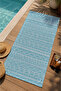 Light Blue Ethnic Geometric Patterned 70X150 Beach Towel - Digital Printed Fade-Resistant Bath Towel - 3