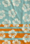 Turquoise Orange Striped Floral Patterned 70X150 Beach Towel - Digital Printed Bath Towel - 2