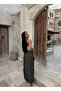 Khaki High Waist Buzzy Shalwar Trousers - 3