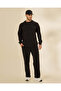 Men Black Plain Bonded Lounge Bottom - 5
