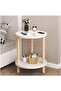 White Round 2-Tier End Table with Wooden Legs - 5
