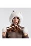 Winter Peruvian women's plush hat with pom-poms, warm knitted ski soft earmuffs, white. - 5