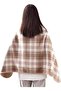 Women's fleece scarf 100x140cm camel plaid sleeveless blanket. - 5