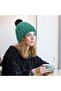 Women's loose warm knit pom-pom hat dark gray satin lined 60.9cm. - 4