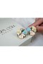 Kp697 Pastel Colored Round Earrings with Mineral Detail (Diameter 25 mm) - 2