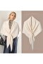 Women's triangle scarf white/brown striped knit warm outerwear. - 4