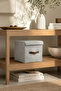 Gray Felt Lid Cube Box 25 X 25 X 25 cm – Leather Handle, Foldable, Multi-Purpose Storage and Organizer Box - 6