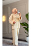 6600 - Stylish Comfortable Viscose Soft Interlock Fabric Hooded Button Detail Women's Set - 5