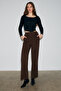 Phaliera Women's Flexible Fabric Comfortable Fit Velcro Closure Dark Brown Trousers - 2