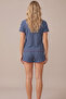 Petrol Pomegranate Flower Patterned Bowknot Ribbed Camisole Knitted Shorts Set 26120053 - 3