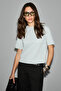 Colena Women's Organic Cotton Crew Neck Oversized Fit Short Sleeve Gray T-Shirt - 2