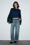 Comino women's round neck fitted stretch fabric Slim Fit navy blue blouse