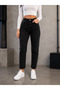Miu Women's Black High Waist Lycra Trend Mom Jean