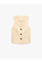 Linen Look V-Neck Buttoned Striped Blazer Vest