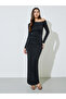 Black Solid One Shoulder Neck Bodycon Maxi Dress