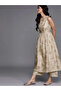 Grey Printed Silk Blend A-Line Kurta, Palazzos and Dupatta Set - 7