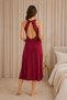 Red Nightgown with Open Chest and Back, Embroidered Lace and Slits |   V-Neck Thick Strap Maxi Length |   Viscose Knitted Fabric |   Pocketless Plain Elegant Stylish Comfortable Women's Underwear |   Home Wear Long Nightgown Model Stylish Comfortable - 4