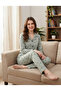 Women's Dot Patterned Front Buttoned Shirt Collared 100% Cotton Milan Pajama Set - 2