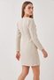 Women's Beige Dress with Pocket Flap Detail and Buttons - 3