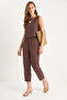 Women's Thick Strap Blouse with Elastic Waist Modal Cappuccino Set - 6