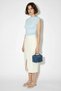 Women's Degaje Collar Lycra Baby Blue Blouse with Side Gather Detail - 3